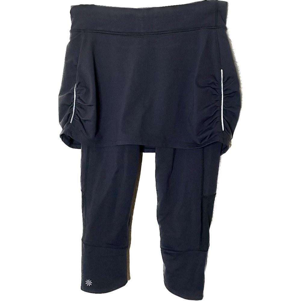 Athleta Black Contender 2 in 1 Skirt Capri Leggings Size M